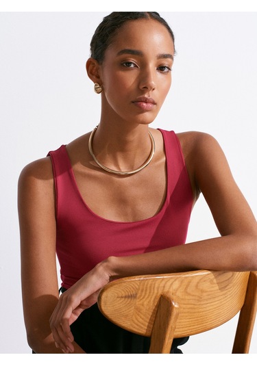 Dilvin 20977 Kalın Askılı Poliamid Atlet-koyu Fuşya Koyu Fuşya