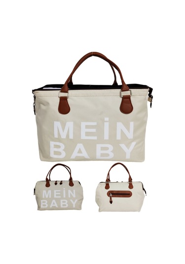 Bebek Bakım Çantası Organizatör Fonksiyonel Anne Bebek Bakım El Çantası Mein Krem