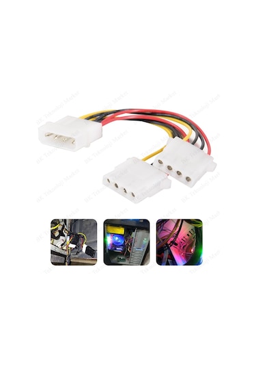 4 Pin Molex Power Çoklayıcı 1 Giriş 2 Çıkış - 2 Adet