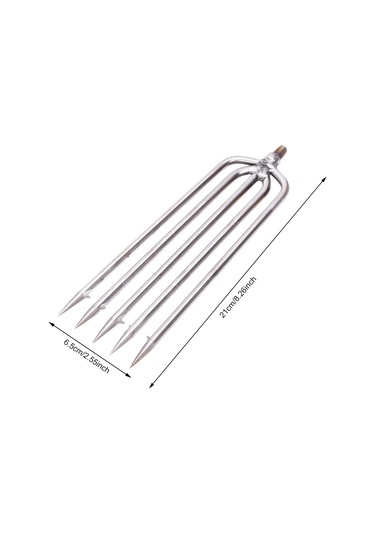 Geeroyoo Stainless Steel Balık Mızrağı 5 Tırnaklı Dönmeci Uçlu 8mm Vida İle Evrensel Uyumlu Av Aleti