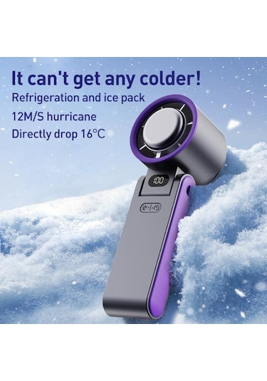 Y19 Akıllı Buz Sıkıştırma Katlanır El Taşınağı Fan Buz Mavisi Mor