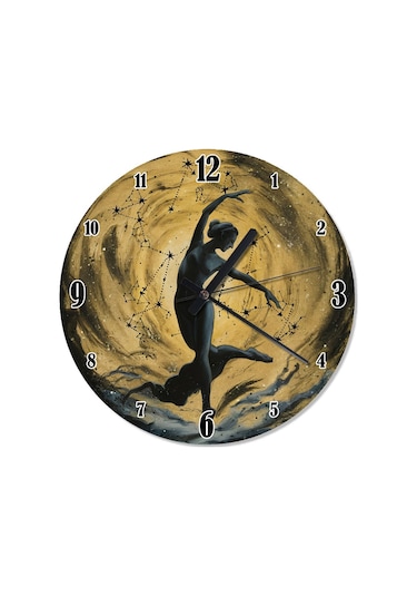 Yıldızlar Ve Kadın Dekoratif Duvar Saati Kahverengi