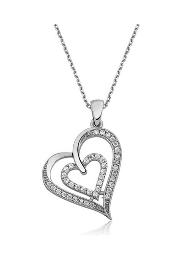 Supertrend Gümüş Birleşmiş Kalpler Bayan Kolye Gümüş