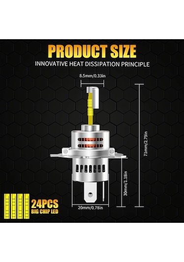 Challenger Aıleo H4 Led Far 100w 22000lm 360 Derece 4 Yönlü Canbus Dayanıklı Ampul