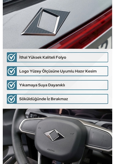 Togg T10x Uyumlu Amblem Kaplama Sticker Set Parlak Siyah