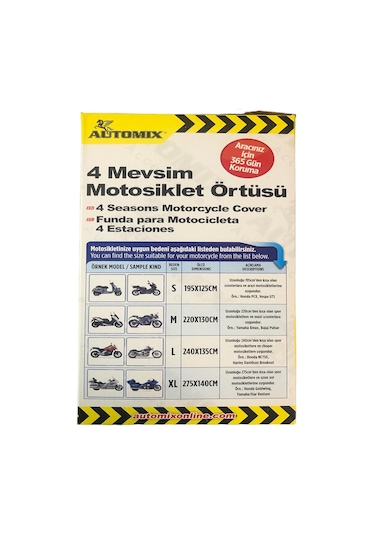 Motosiklet Brandası 4 Mevsim M Beden 220 130 Cm