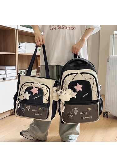 Renkli Çocuk Sırt Çantası - 3-6. Sınıflar İçin Çizgi Karakterli, Hafif Kompakt, Yüksek Çekicilikte Okul Çantası Black