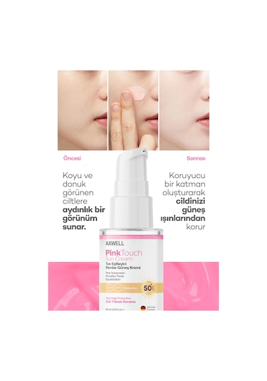 Axwell Premium Pinktouch Ton Eşitleyici Pembe Güneş Kremi SPF50+ 60 ML