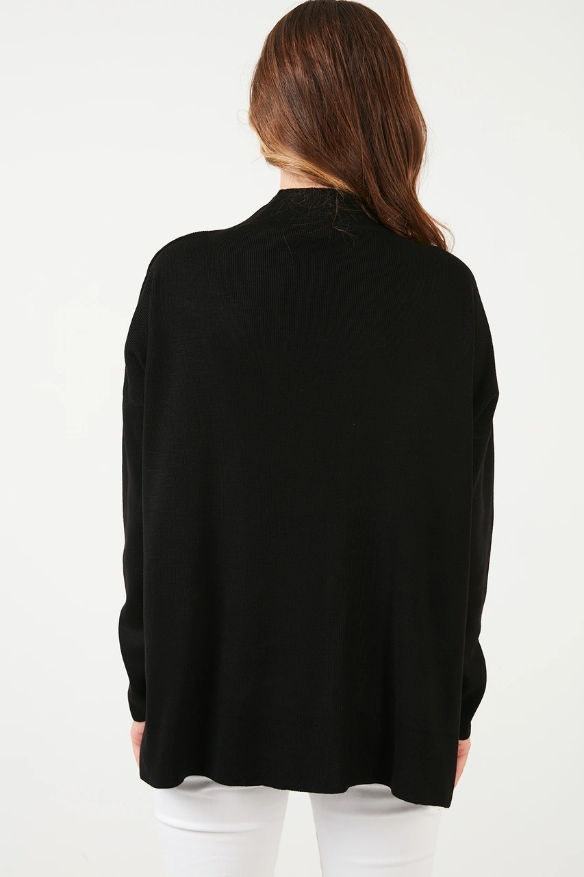 Lela Pamuklu Arkası Uzun Dik Yaka 2'Li Paket Triko Bayan Kazak 4615002S2 Mor-Siyah