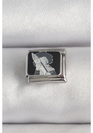 316l Çelik Gümüş Renk Siyah İşlemeli Portre Model Nomination Charm Çok Renkli