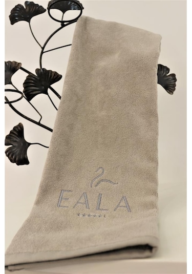 50 x 100 Bej İndantren Kadife Nakışlı Havlu Hijyenik Boya Tutmayan