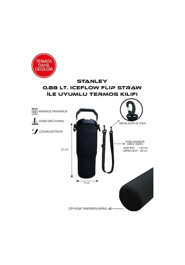 Iceflow Flip Straw 0.88 Lt. İle Uyumlu Omuz Askılı Termos Kılıfı Sarı