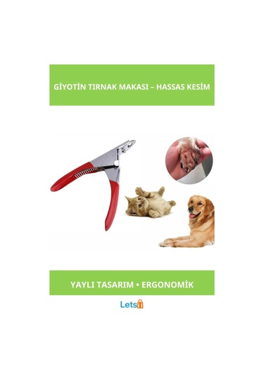 Giyotin Tırnak Makası Keskin Paslanmaz Çelik Ergonomik Evcil Hayvan Tırnak Kesme Aleti