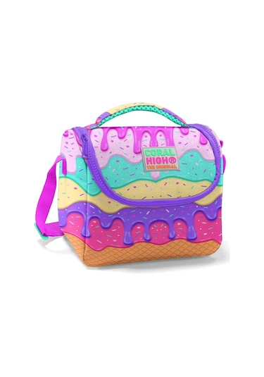 Coral High Renkli Dondurma Baskılı Kız Çocuk Yalıtımlı Okul Beslenme Çantası