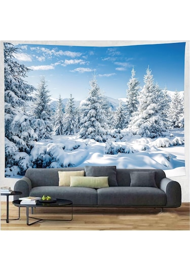 Kar Sahne Noel Goblen Polyester Blacklight Goblen, Oturma Odası Yatak Odası Ofis Ev Dekor Için Duvar Asılı