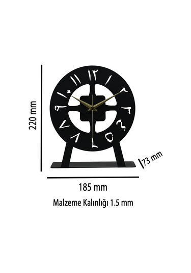 Arabic Model Metal Lazer Kesim Akar Sessiz Mekanizmalı Masa Saati Siyah