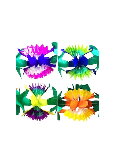 Neevoyu Hawaii Parti Kağıt Çekçek Çiçekleri - 2 Adet Paket, 3m Uzunluk, 19cm Genişlik, 2cm Kalınlık