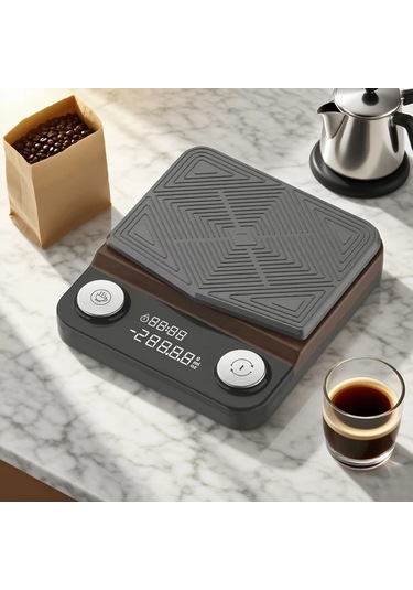 Oldfriend Siyah 3kg Dijital Kahve Terazisi Zamanlayıcılı Usb Şarj Led Tare Mutfak Ölçek Siyah