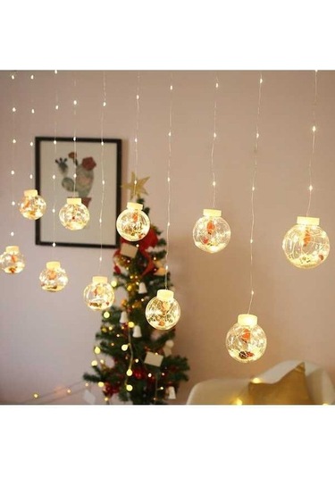 Besthome1 Led Bakır Tel Perde Işık Dilek Topu Noel Dekorasyonu Rastgele Stil Ab Fiş Sıcak Beyaz Işık Diğer