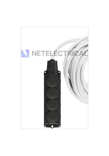 Kauçuk 4'lü Topraklı Grup Priz Uzatma Kablosu 25 Metre 3x2.5 Mm² Ttr Kalın Beyaz Kablolu 25 Metre