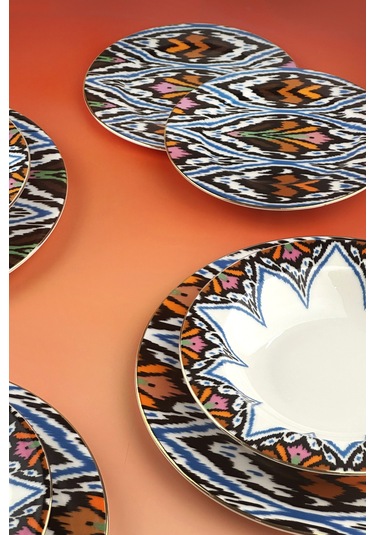 Ethnica 6 Kişilik 18 Parça Yemek Takımı Siyah - Altın