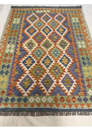 El Dokuma Afgan Kilim 100% Yün Harıka Desenlı Kök Boya Yeni Model Çok Renkli