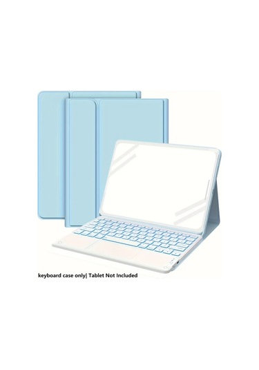 Honeybeeshop Mavi İpad Uyumlu 10 Nesil 11 Nesil A16 İçin Klavyeli Kılıf 7 Renkli Aydınlatmalı Dokunmatik Ped Ve Kalem Tutuculu
