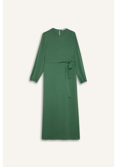 DeFacto Regular Fit Bisiklet Yaka Aerobin Uzun Kollu Elbise Midi E5268AX25SPGN759