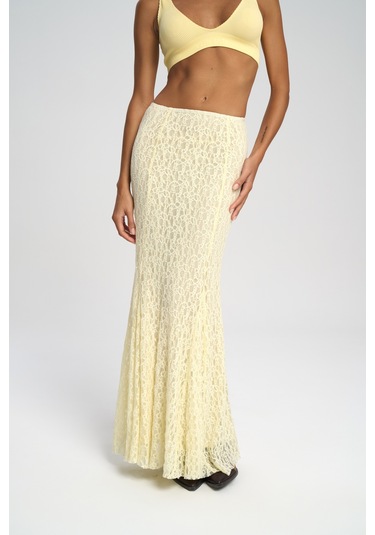 Veylia Uzun Sarı Dantel Etek
