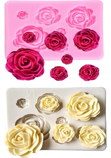 2 Adet Gül Çiçekleri Silikon Kalıpları Kek Çikolata Kalıbı Düğün Pembe