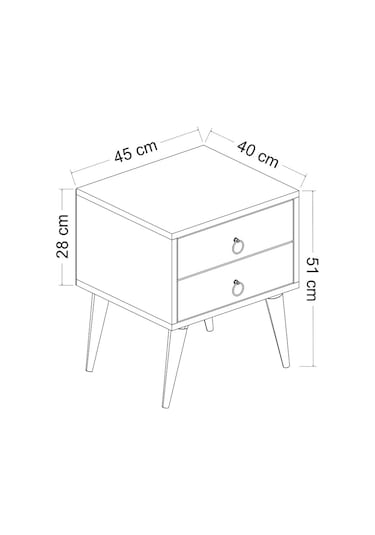 Dekorosso Merlin 2 Çekmeceli Komodin  Beyaz