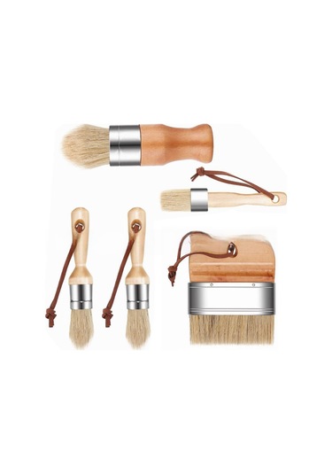 Youtek Mobilya Boyama Ve Mürekkepleme İçin 1 İnç Domuz Tüy Fırça Seti - 5 Parça Kaliteli Wax Brush Chalk Paint Uygulaması