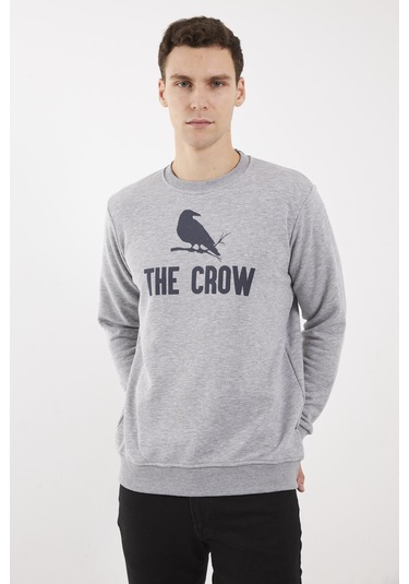 Zoom Gri Melanj O-yaka Sweatshırt Gri Melanj