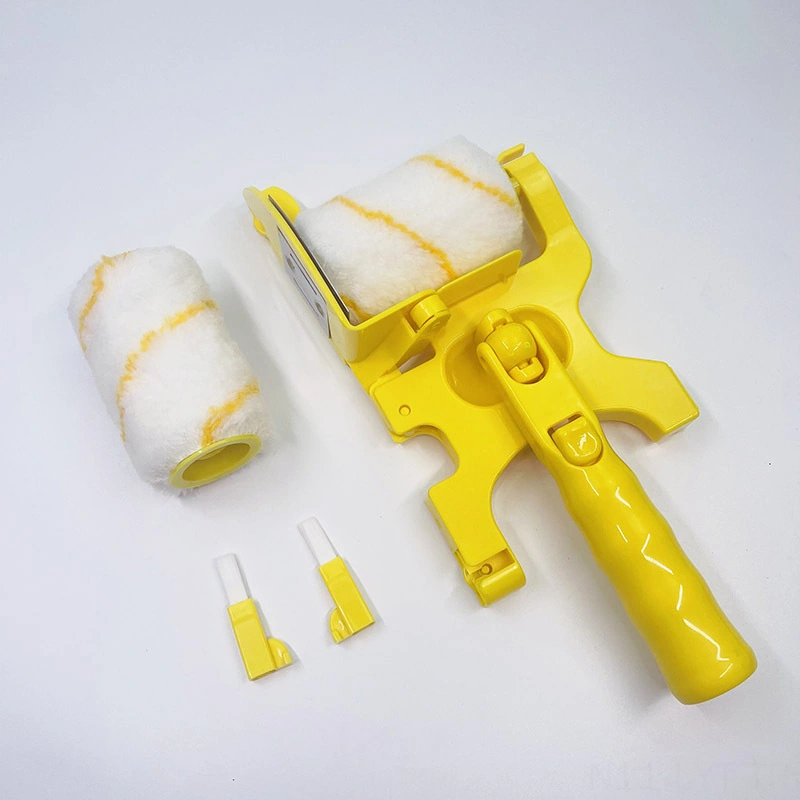 Youtek Duvar Boyama Aracı: Tam Yönlü Kenar Bölme Rulo Fırça - Özel Köşe Tasarımı, İnce Tüyler, Sarı Kısa Saplı Set 1 Fırça + 2 Rulo + 2 Tüyle