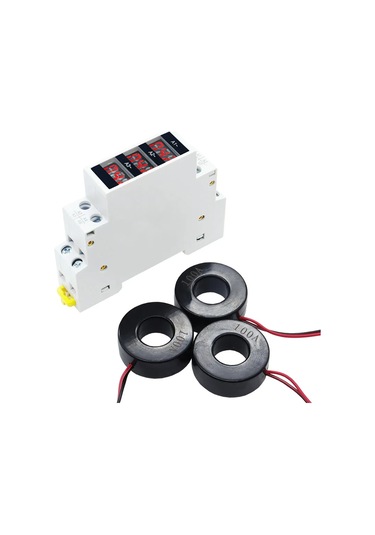Taıyedq Üç Fazlı Mini Modüler Ampermetre 80-500v 100a Led Ekranlı Din Ray Montajlı Ölçer Altın