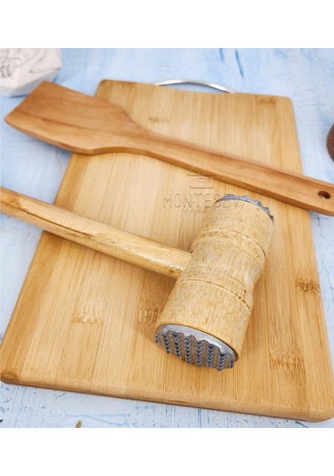 3 Lü Et Döveceği Seti Et Dövücü Kesme Tahtası Ve Spatula