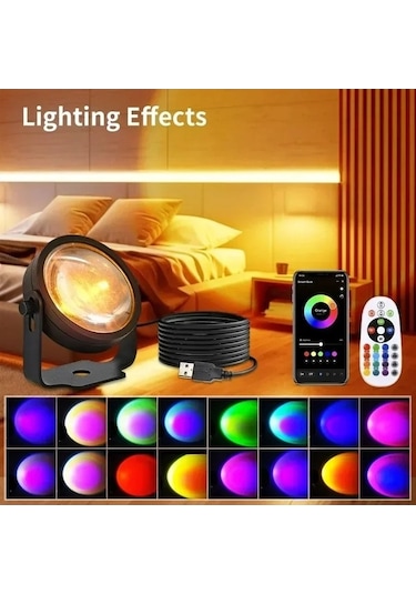 Novahub Tuya Akıllı Gün Batımı Lambası - Smart App, Bluetooth, Selfie Ve Parti Işığı B Korea B Çok Renkli