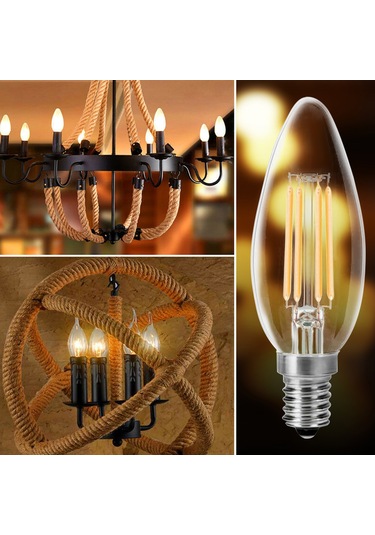 Shineyee E14 Armatürlü 4w Led Mum Işığı 2700k 6 Adet Paket C35 Modeli