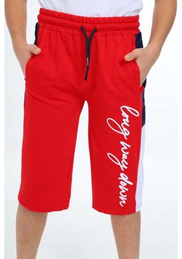 Erkek Çocuk Garni Detaylı Kapri Alt 12204 Kırmızı