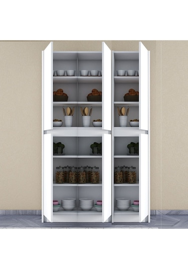 Umg Mobilya Ultra Çok Amaçlı 6 Kapaklı Mutfak Dolabı, Ayakkabılık, Banyo Dolabı, Kiler Dolabı Patentli Beyaz