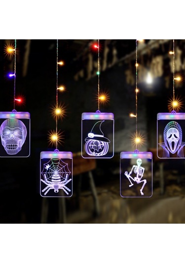 Sones Led Cadılar Bayramı Işık Dizisi Maskeli Parti Dekorasyon Lambası Sıcak Beyaz Işık