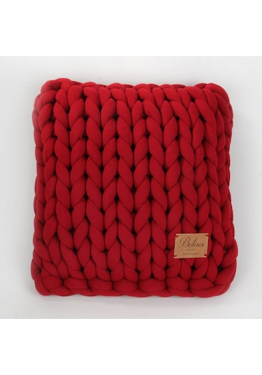 Hmy1801 Chunky Örgü Yastık Kırmızı