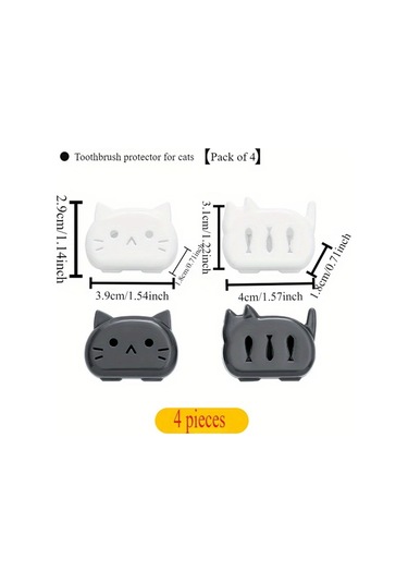 Willowhaven 4'lü Diş Fırçası Başlığı Kılıfı: Sevimli Kedi Şeklinde, Seyahat Ve Hijyen Kılıfı