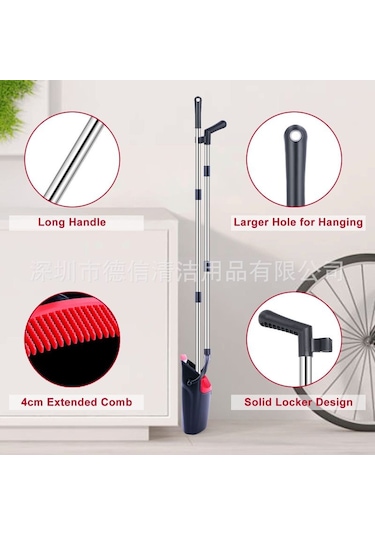 Üretici Toptan Ev Seti Süpürge Ve Faraş Kombinasyonu Yapışmaz Saç Süpürgesi Katlanır Süpürge Uzun Kazıyıcı Faraş Siyah