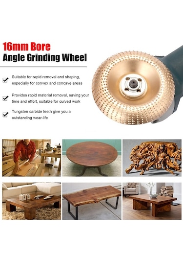 Pazly Karbon Çelik Ahşap Zımpara Disk, Avuç Taşlama Tekerlek, Oyma Zımpara, 100x100mm, 16mm Çap, Altın/gümüş/siyah