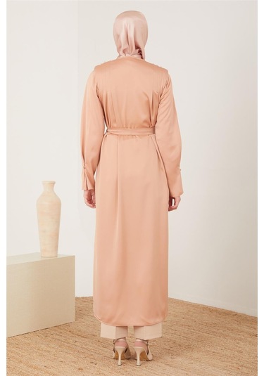 Armine Kolu Daraltılabilen İncili Ferace 23y8402 Latte Bej