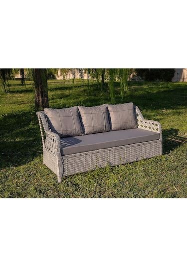 Btkconsept Lupa Eslem Rattan Bahçe Mobilyasi 3+1+1 Puf Ve Salıncak " Masali Gri