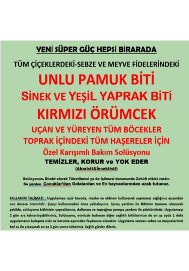 Çiçekler İçin Haşere İlacı Pamuk Biti,yaprak Biti,kırmızı Örümck