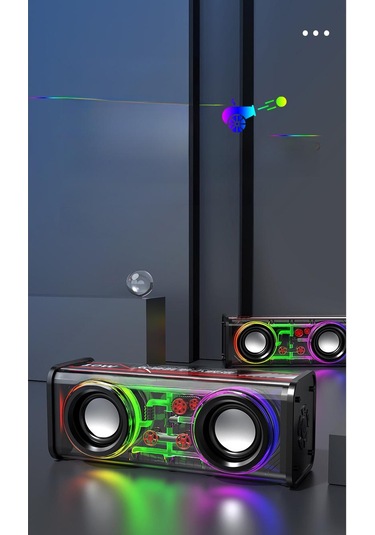 V8 Şeffaf Mecha Mini Bluetooth Hoparlör Subwoofer'lı
