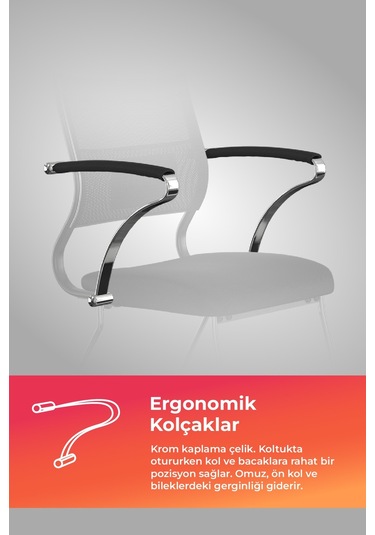 Ergolife Sit Air Ergonomik Bekleme Koltuğu Krom Ayaklı, Bel Destekli, Fileli, Toplantı Sandalyesi -572.5f.1.6a4 Çok Renkli